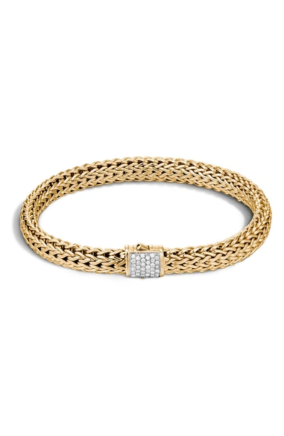 Shop John Hardy Classic Chain Diamond & 18k Gold 6.5mm Bracelet In Gold/ Diamond