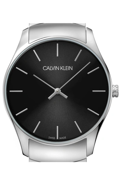 Shop Calvin Klein Classic Too Bracelet Watch, 38mm In Silver/ Black/ Silver
