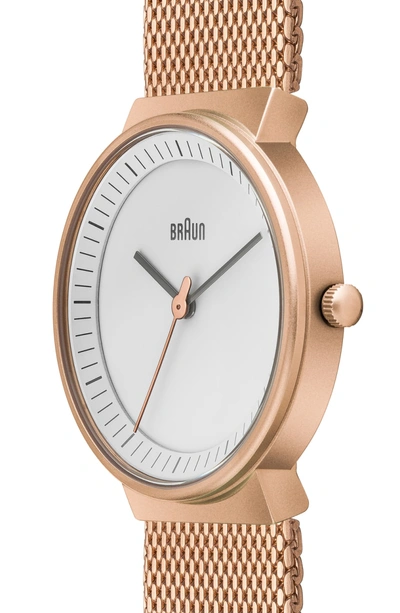 Shop Braun Classic Mesh Bracelet Watch, 33mm In Rose Gold/ White/ Rose Gold