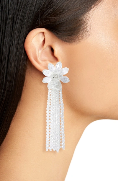 Shop Kate Spade Statement Crystal Tassel Drop Earrings In Clear