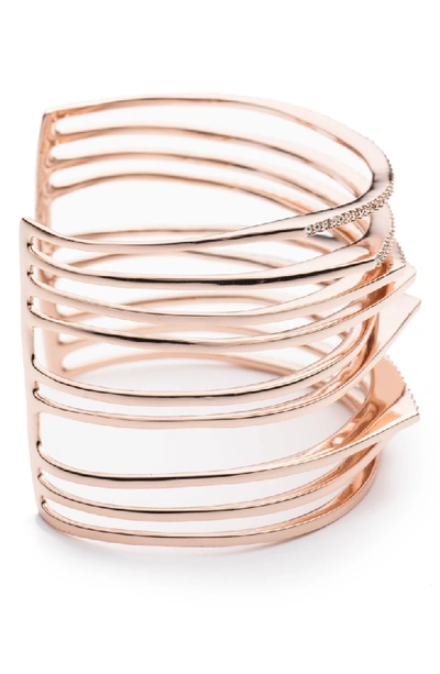 Shop Alexis Bittar Crystal Encrusted Origami Wrist Cuff In Rose Gold