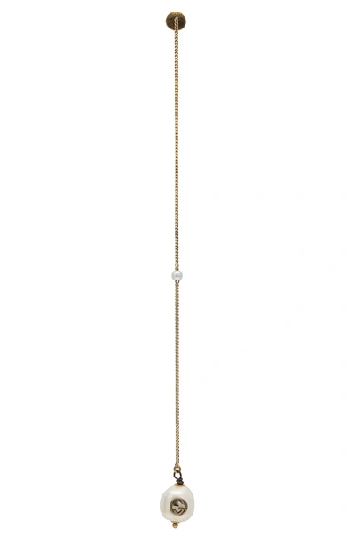 Shop Gucci Single Pendant Earring With Imitation Pearl In Gold/ Pearl