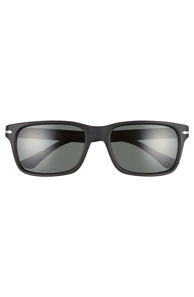 Persol 58mm Polarized Rectangle Sunglasses - Matte Black/ Black Solid In Black Solid