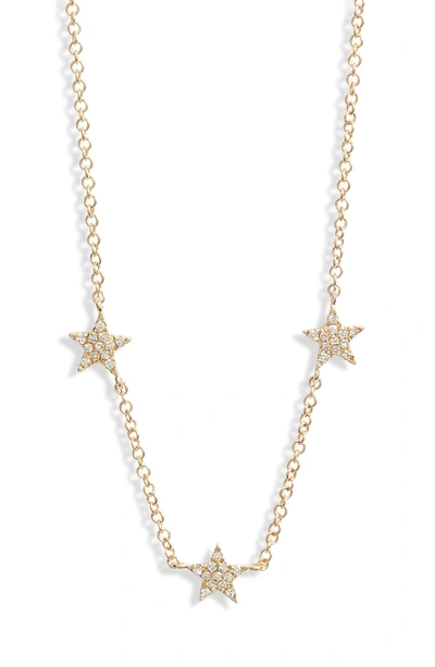 Shop Ef Collection Three-star Diamond Choker Necklace In Yellow Gold/ Blue Tones