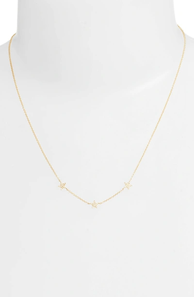 Shop Ef Collection Three-star Diamond Choker Necklace In Yellow Gold/ Blue Tones