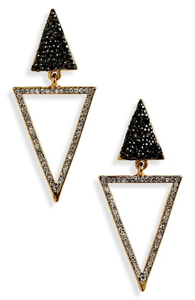 Shop Panacea Crystal Triangle Drop Earrings In Grey Multi
