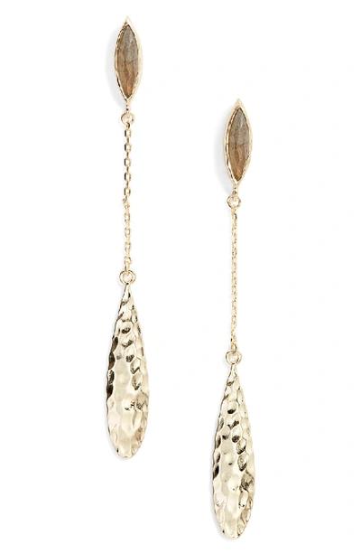 Shop Melinda Maria Sliver Labradorite Drop Earrings In Gold/ Labradorite