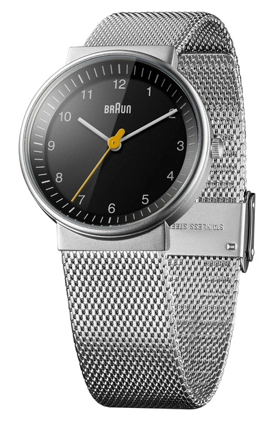 Shop Braun Classic Mesh Bracelet Watch, 33mm In Silver/ Black/ Silver