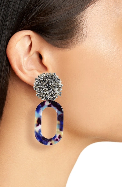 Shop Serefina Bead & Hoop Drop Earrings In Blue