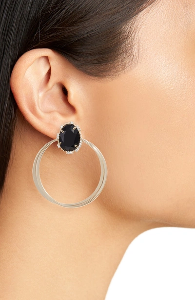 Shop Serefina Crystal Hoop Earrings In Black/ Gold