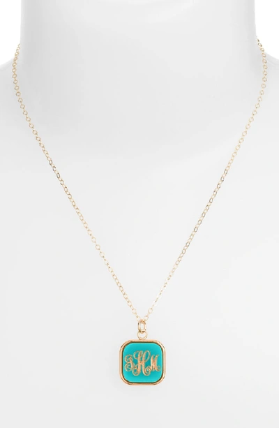 Shop Moon And Lola 'vineyard' Personalized Monogram Pendant Necklace In Robins Egg