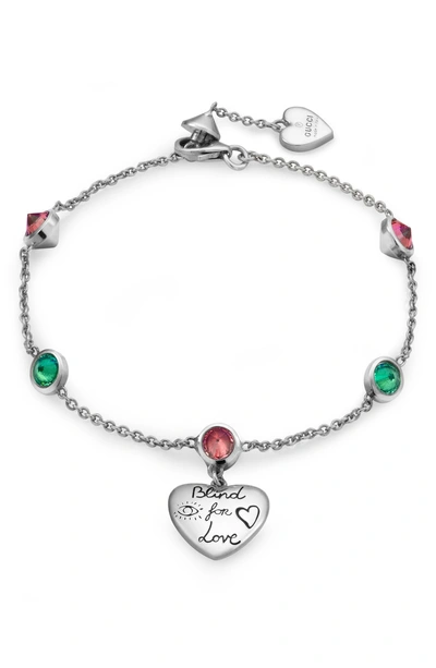 Shop Gucci Gg Blind For Love Bracelet In Sterling Silver