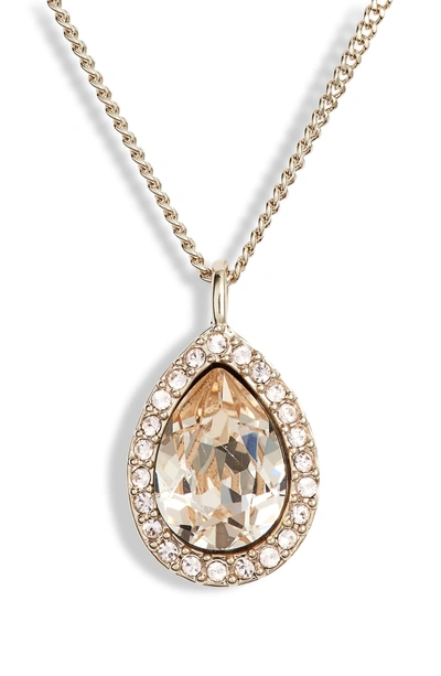 Shop Givenchy Pave Pear Pendant Necklace In Silk/ Gold