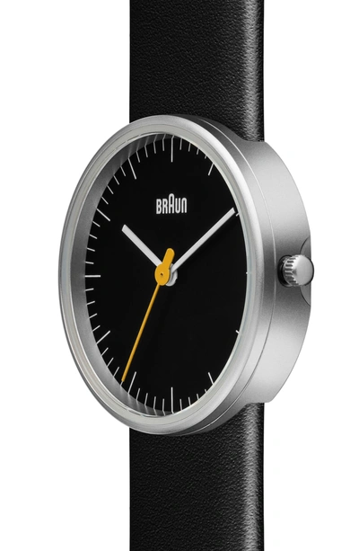 Shop Braun Classic Leather Strap Watch, 31mm In Black/ Silver