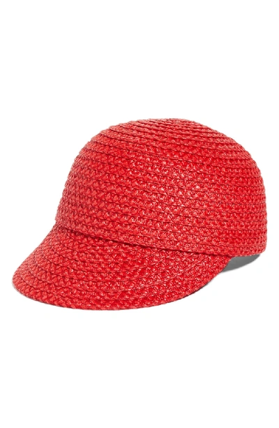 Shop Eric Javits Mondo Woven Cap In Red