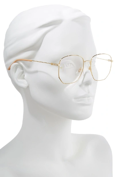 Shop Gucci 56mm Antireflective Sunglasses In Gold/ Solid Nude W/ Clear