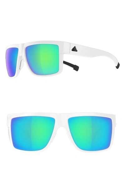 Shop Adidas Originals 3matic 60mm Mirrored Sport Sunglasses - Matte White/ Blue