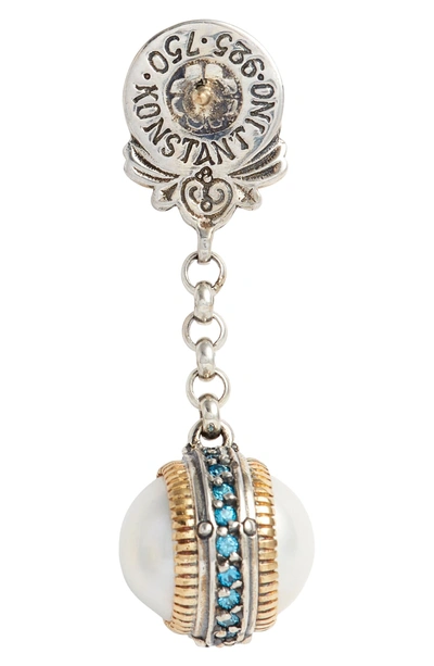Shop Konstantino Thalia Double Pearl Chain Earrings In Silver/ Pearl