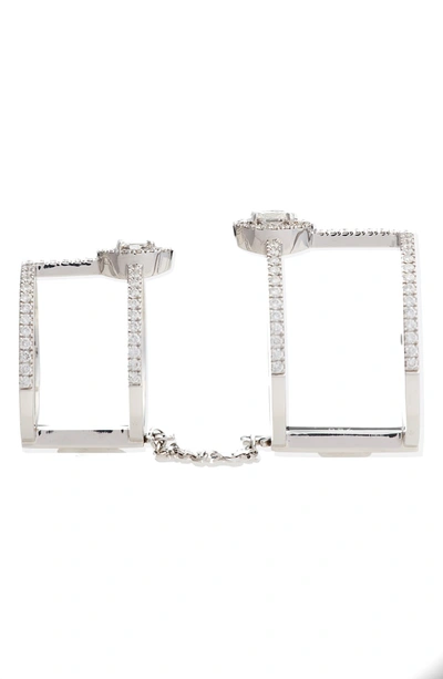 Shop Messika Glam'azone Double Pavé Diamond Ring In White Gold