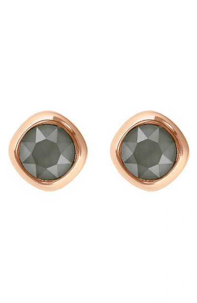 Shop Adore Soft Square Stone Stud Earrings In Rose Gold Plated