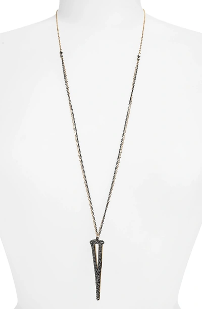 Shop Panacea Linear Triangle Pendant Necklace In Hematite
