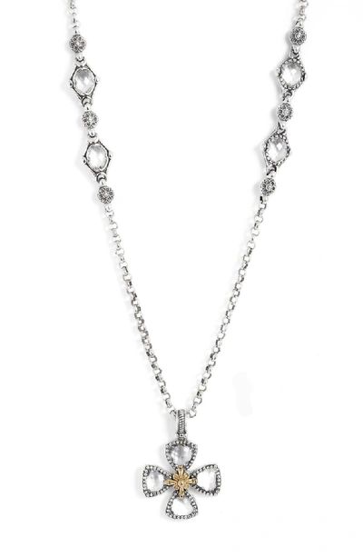 Shop Konstantino Pythia Crystal Cross Pendant Necklace In Silver/ Crystal