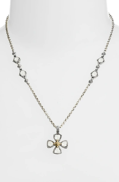 Shop Konstantino Pythia Crystal Cross Pendant Necklace In Silver/ Crystal