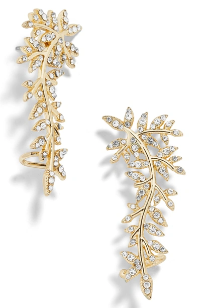 Shop Baublebar Armonia Pave Leaf Ear Crawlers In Gold