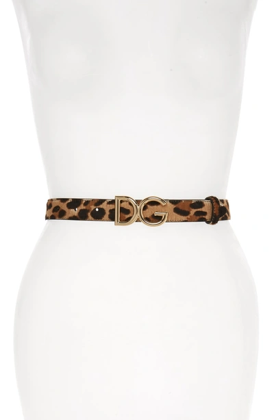 Shop Dolce & Gabbana Leopard Spot Genuine Calf Hair Belt