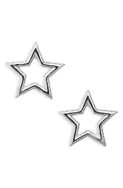 Shop Estella Bartlett Small Open Star Stud Earrings In Silver