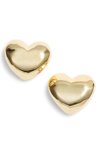 Shop Gorjana Heart Charm Stud Earrings In Gold