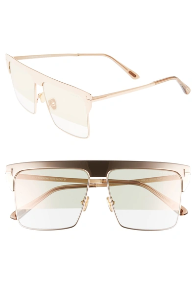 Shop Tom Ford West 59mm Rectangular Sunglasses - Gold/ Champagne/ Rose Gold