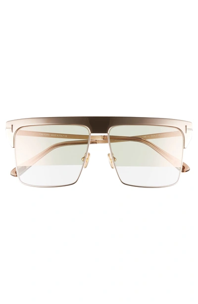 Shop Tom Ford West 59mm Rectangular Sunglasses - Gold/ Champagne/ Rose Gold