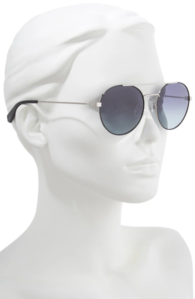Shop Polaroid 55mm Polarized Round Aviator Sunglasses In Black Ruthenium
