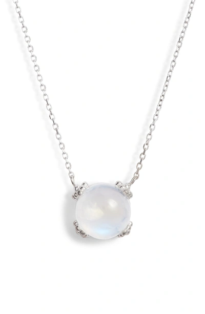Shop Anzie Dew Drop Cluster Moonstone Pendant Necklace In Silver