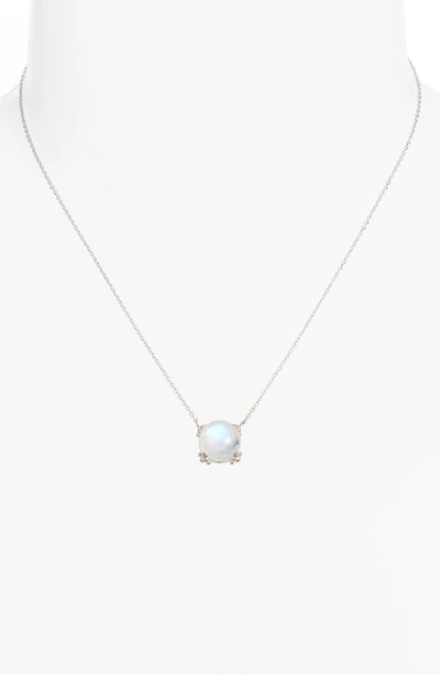 Shop Anzie Dew Drop Cluster Moonstone Pendant Necklace In Silver