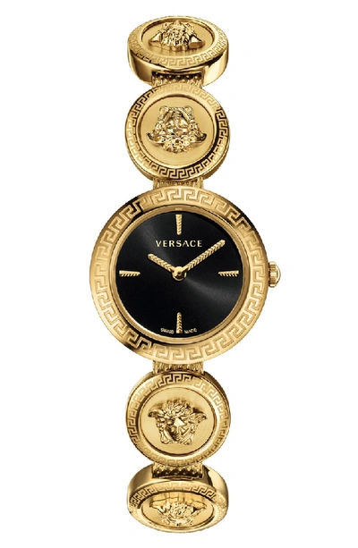Shop Versace Medusa Stud Icon Bracelet Watch, 28mm In Gold/ Black
