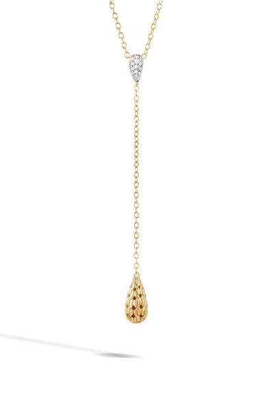 Shop John Hardy Classic Droplet Diamond Pave Y-necklace In Gold/ Diamond