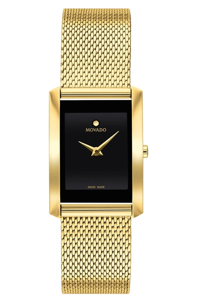 Shop Movado La Nouvelle Mesh Strap Watch, 30mm In Gold/ Black/ Gold