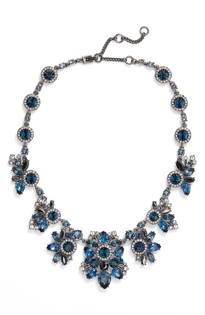 Shop Givenchy Drama Crystal Collar Necklace In Blue/ Hematite