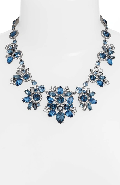 Shop Givenchy Drama Crystal Collar Necklace In Blue/ Hematite