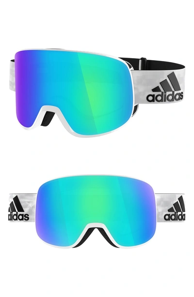 Shop Adidas Originals Progressor C Mirrored Spherical Snowsports Goggles - Shiny White/ Blue