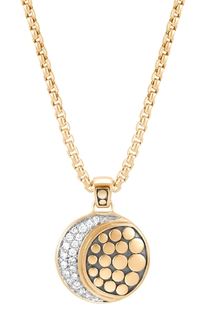 Shop John Hardy Dot Moon Diamond Pave Pendant Necklace In Gold/ Diamond