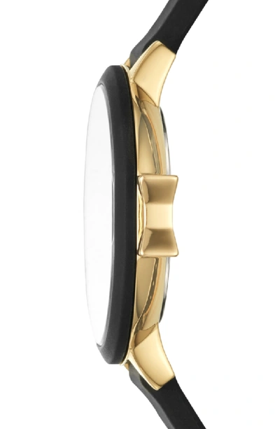 Shop Kate Spade Park Row Silicone Strap Watch, 34mm In Black/ Gold