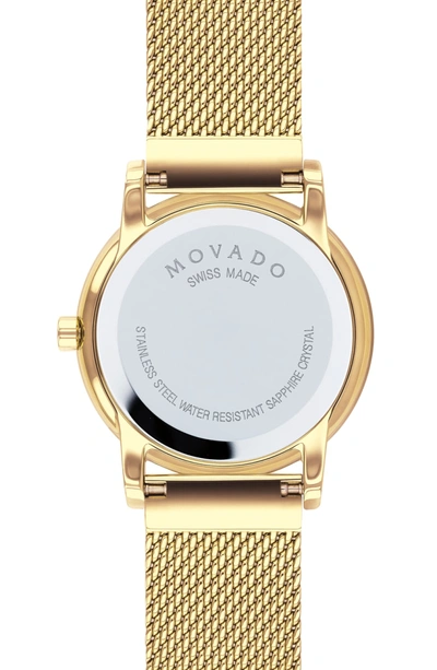 Shop Movado Museum Classic Diamond Bracelet Watch, 28mm In Gold/ White Mop/ Gold