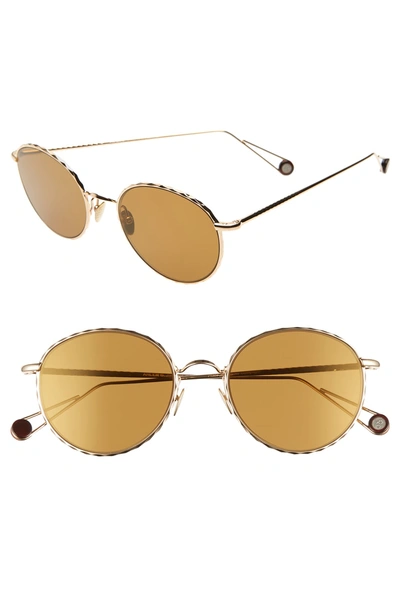 Shop Ahlem Place De L'alma 54mm Round Sunglasses - Yellow Gold
