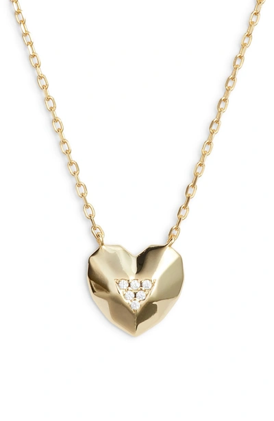 Shop Argento Vivo Pave Heart Pendant Necklace In Gold