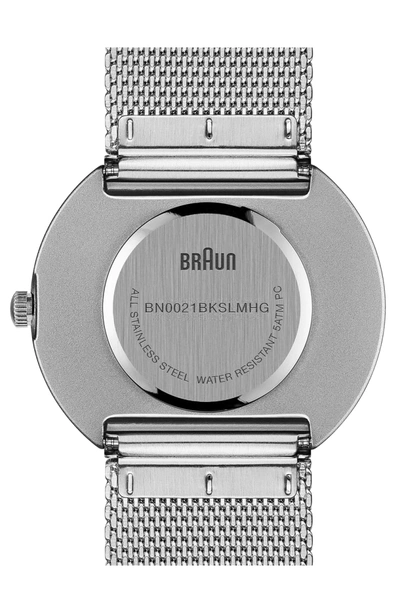 Shop Braun Classic Mesh Bracelet Watch, 38mm In Silver/ Black/ Silver