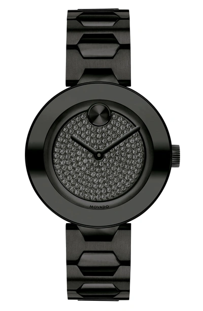 Shop Movado Bold Pave T-bar Bracelet Watch, 32mm In Black