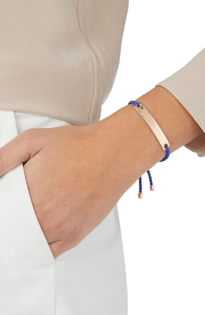 Shop Monica Vinader Engravable Havana Friendship Bracelet In Rose Gold/ Majorelle Blue